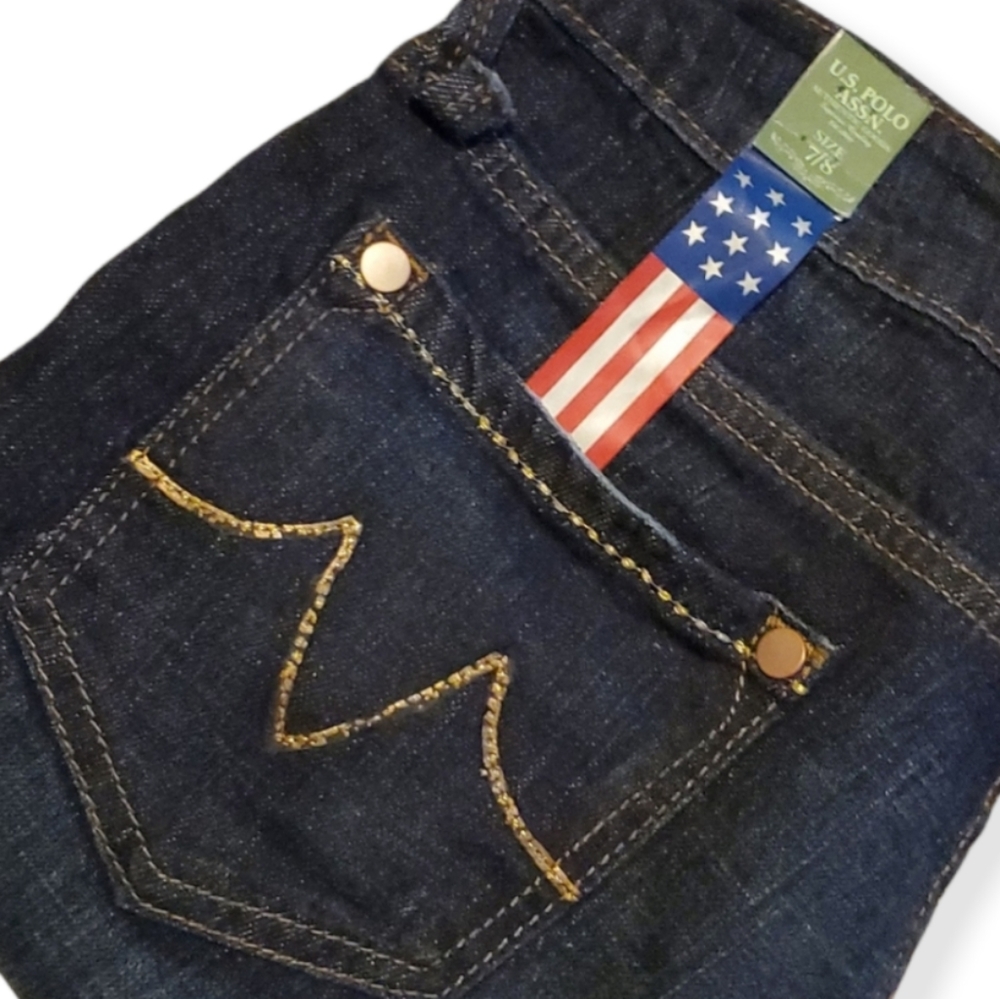 U.S. Polo Assn.🇺🇸Cropped Dark Rinse Denim Stretch  Jeans, Size 7/8 NWT